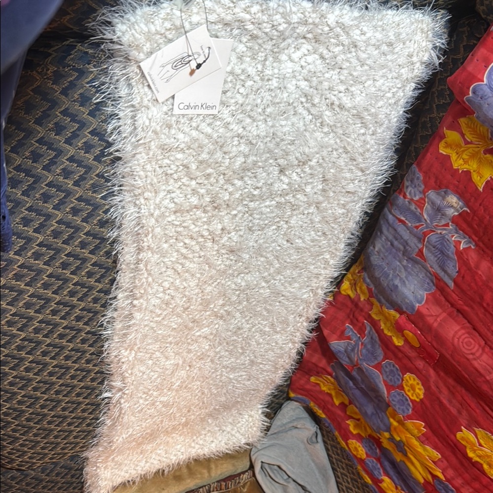 Calvin Klein Cream Textured Infinity Scarf